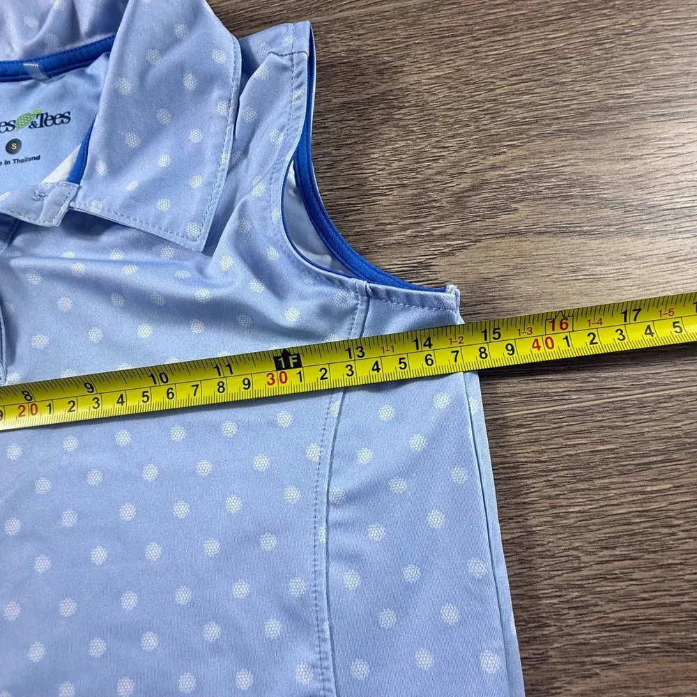 Turtles and Tees Girls Blue Polka Dot Jellyfish Sleeveless Golf Dress Size S